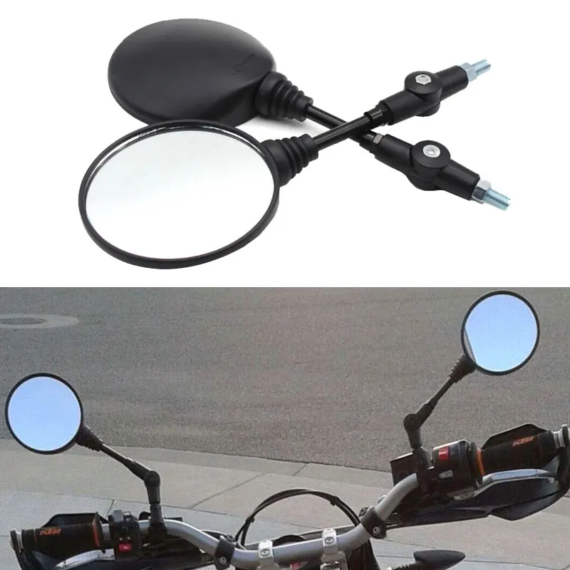 1 pair Universal Custom Aluminum Motorcycle Motocross Mirror Rearview Moto Side Mirrors For Kawasaki Honda Yamaha ATV Black