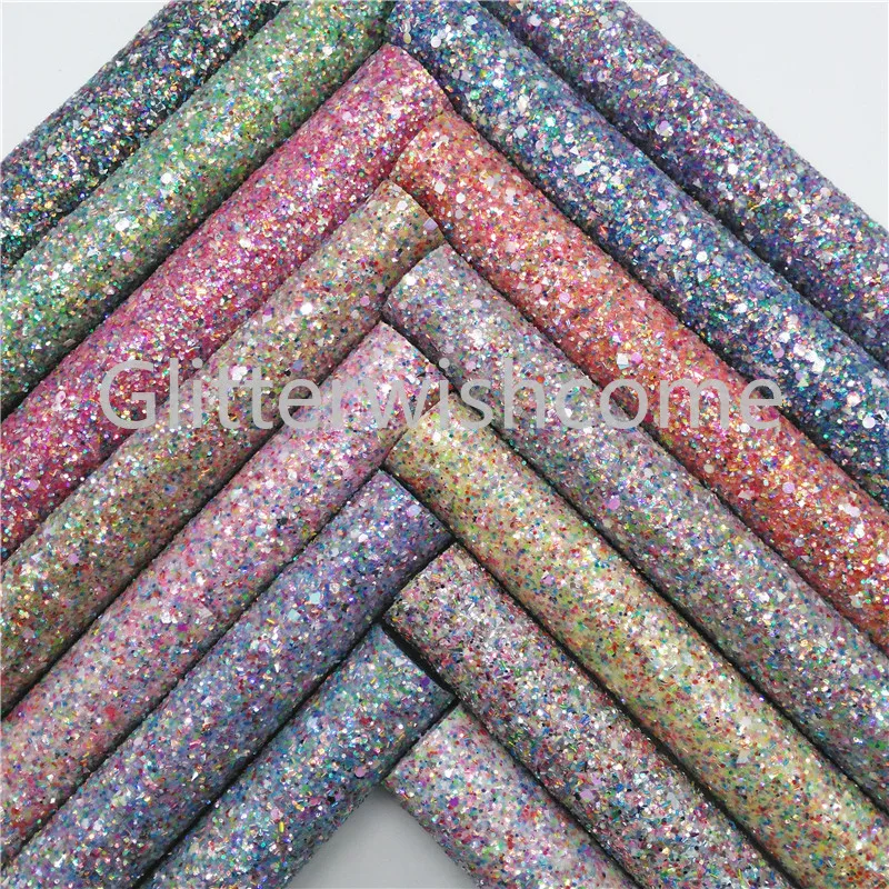 

Glitterwishcome 21X29CM A4 Size Color Matching Backing Glitter Fabric, Chunky Glitter Leather Fabric Sheets for Bows, GM443A
