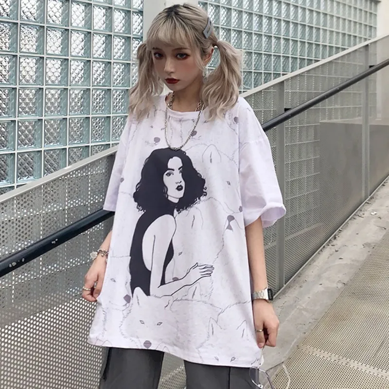 Harajuku 2019 Women's Clothing T-Shirts streetwear print o-neck summer style new regular bf high quality tee shirt femme short