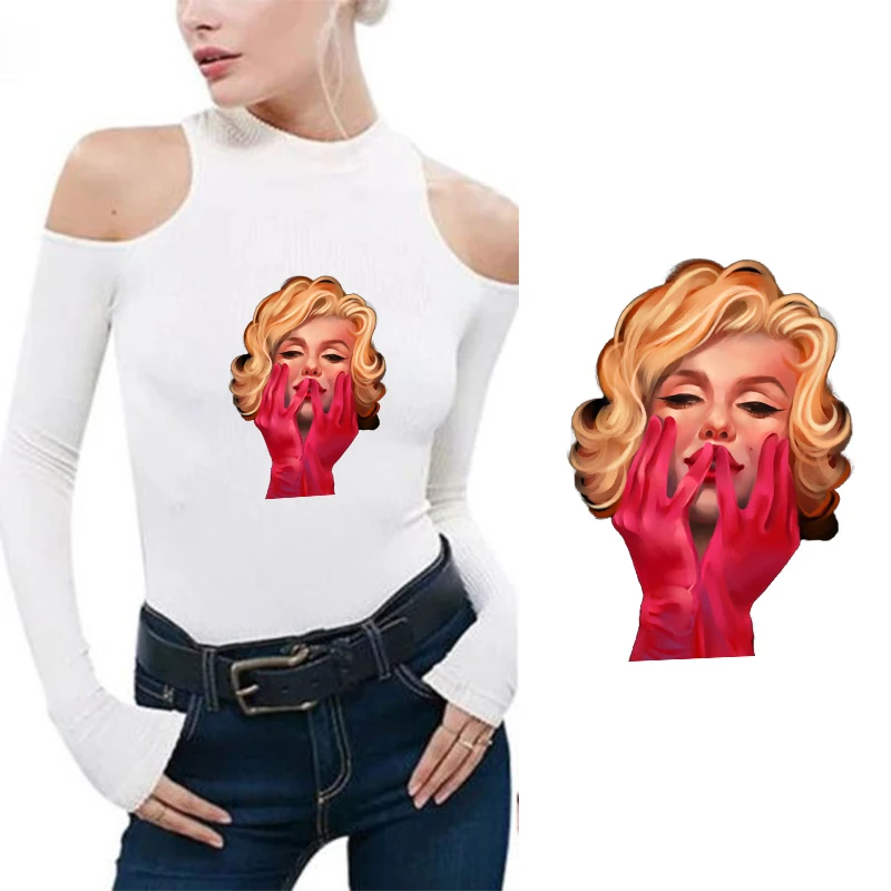 

Sexy Marilyn Monroe Vinyl Heat Transfers Patch Iron On Patches A-Level Thermal Stickers for Clothes DIY Decoration Washable 2018