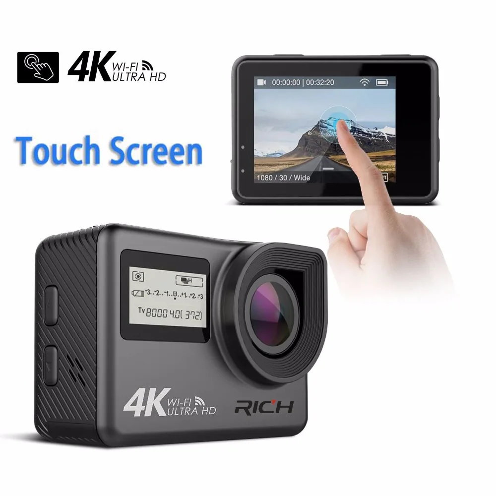 DHL 5pcs RICH T350 ultra FHD 4K экшн-камера WiFi 1080P 60fps 2.0 LCD 170D Full HD 30M Водонепроницаемая
