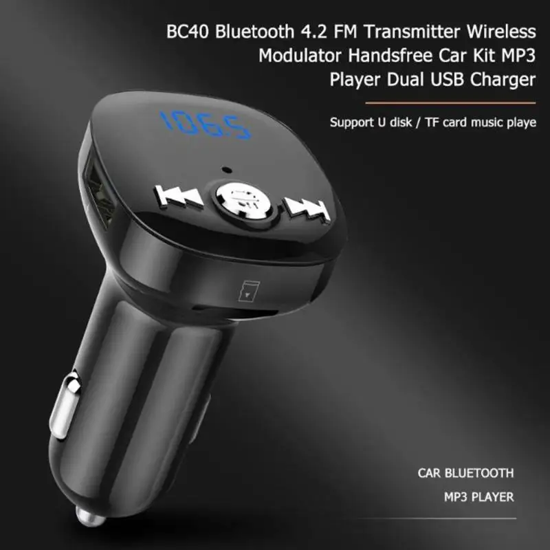 BC40 Bluetooth 4,2, свободные руки, FM передатчик, автомобильный Беспроводной FM модулятор громкой связи Bluetooth гарнитура для MP3 плеер USB Зарядное