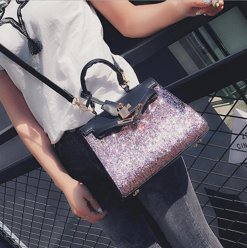 

sikote Personality sequined belt buckle Kelly bag, 2017 new woman handbag, casual shoulder diagonal cross woman bag