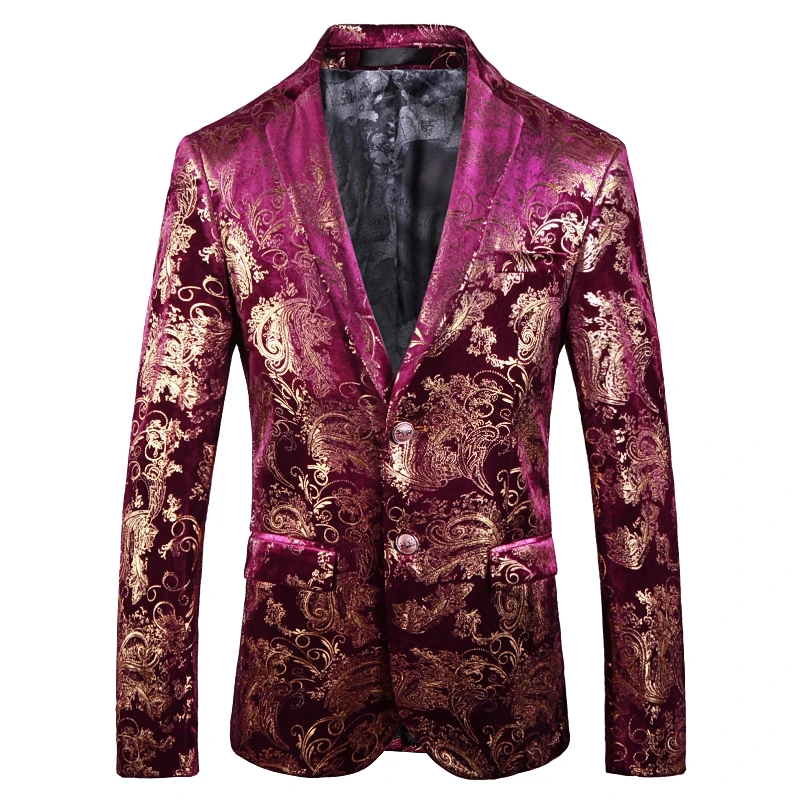 Asia size S 5XL men Suit Jacket Gold Pattern mens suits blazers Coats ...