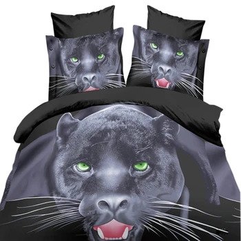 

3d Oil Painting Animal Bedding Sets Queen Size 4 Pieces Tiger/Horse/Panthers for Kids Boys Teens Duvet Cover Set High Quality