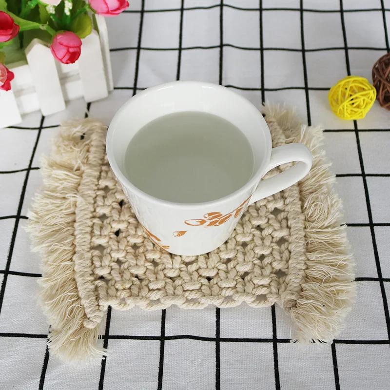 

Handmade Bohemian Macrame Tapestry Coasters Flowerpot Mats Insulation Mats Nordic ins Placemats Insulation Pads Drop shipping