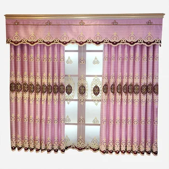 

European Chenille Embroidery Tulle Purple Curtain High Blackout Bedroom Living Room Retro Valance Curtain Custom