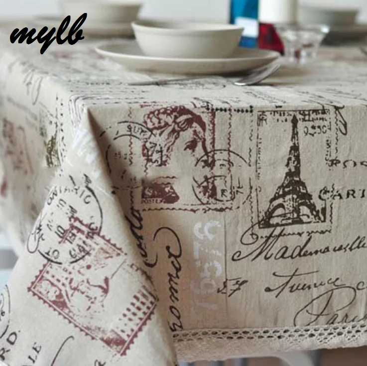 mylb Tower Print Decorative Table Cloth Cotton Linen Lace Tablecloth Dining Cover For Kitchen Home Decor | Дом и сад