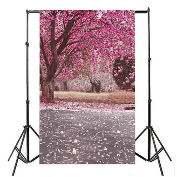 

1pc 3x5ft Durable Vinyl Flowers Tree Photography Background Beautiful Scenic Pink Flower Road Photo Backdrops Props Mayitr
