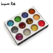 12 цветов Полые в форме сердца украшения для ногтей блестящая пудра Маникюр 3D акриловый лак для ногтей