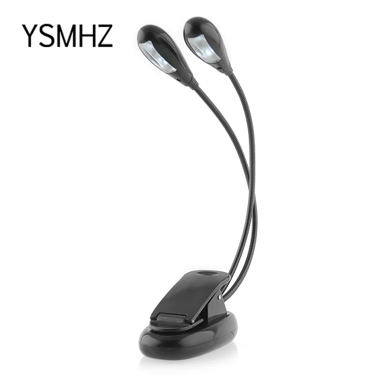 YSMHZ 4 LED Book Reading Table Light Double Goosenecks Lamp Bright Dual