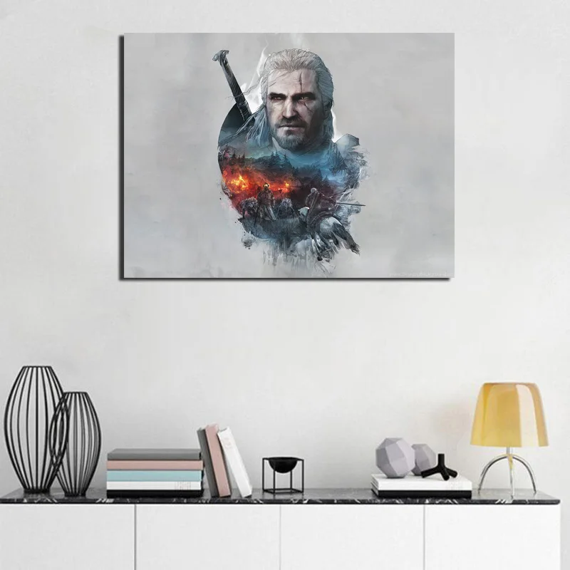 

Game The Witcher 3 Geralt Wallpaper Canvas Posters Print Wall Art Painting Oil Decorative Picture Artwork Modern Home Decoration
