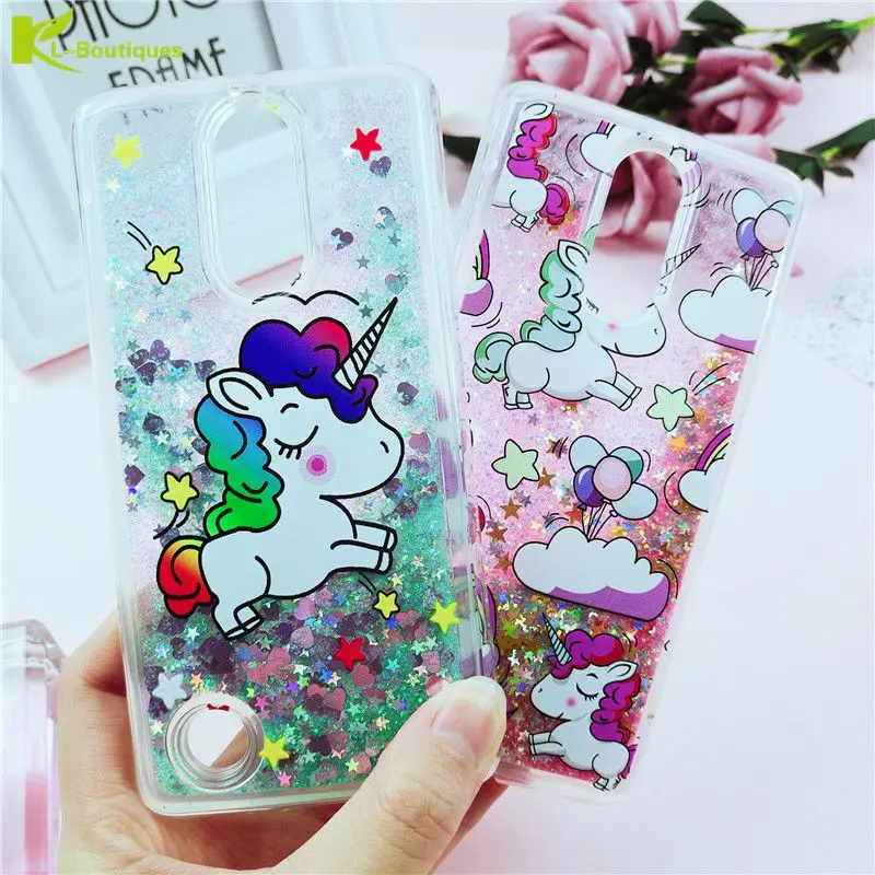 

KL-Boutiques Cartoon Case sFor Coque LG K8 K4 2017 US Edition Unicorn Liquid Glitter Dynamic Phone Cover For LG LV3 /Aristo M210