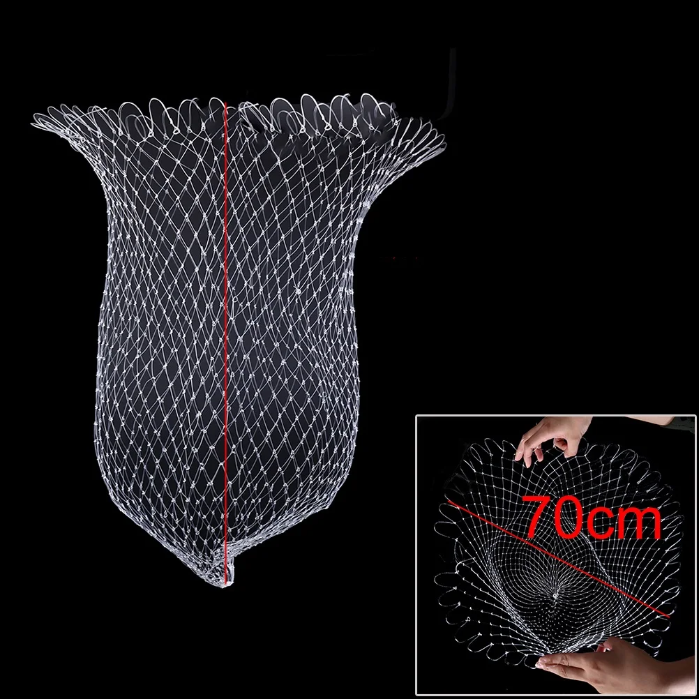 Диаметр 40/50/60/70 см Глубина складной сачок для рыбалки нейлоновая рыболовная сеть Рыбалка снасти складной ромбовидная сеть отверстие