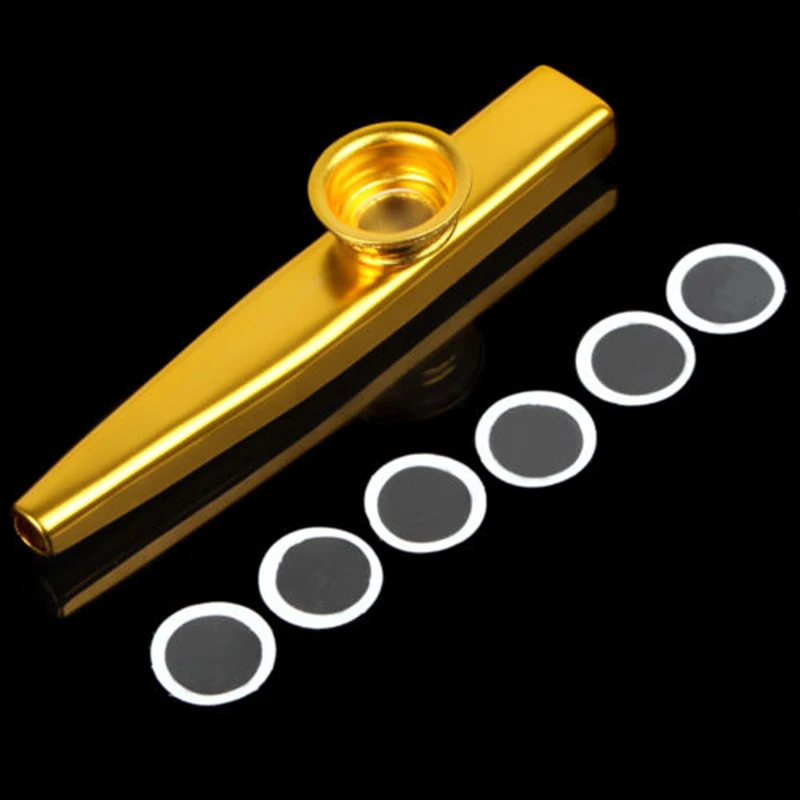 Hot 1Pc Firm Aluminum Metal Kazoo Harmonica Mouth Flute Kids Party Gift for Guitar Ukulele Accompaniment Gold Silver Color