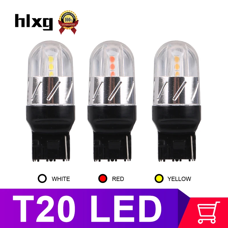 

hlxg 2PCS Car Auto DRL Daytime Running Light Turn signal Brake T20 7440 W21W WY21W LED 7443 SRCK W21/5W LED Bulbs 12V T10-035