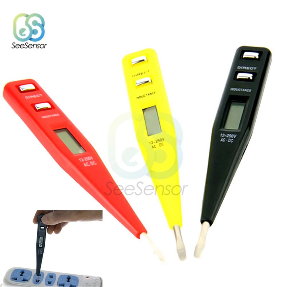 

AC/DC 12V-250V Electric Indicator Voltage Meter Digital Voltmeter Socket Wall Power Outlet Detector Sensor Tester Pen