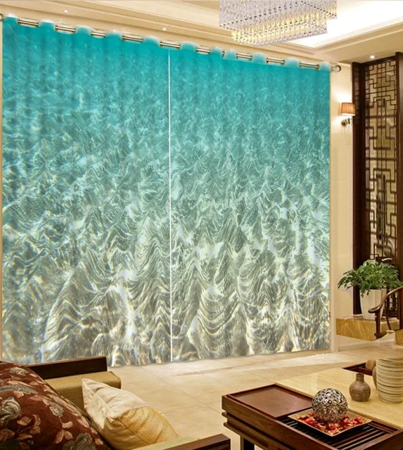 Home Decor Modern Curtains Custom The Sea Green Wave Home Decor Modern Curtains Custom The Sea Green Wave Bedroom Blackout Blue Room