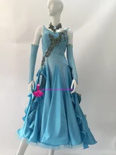 Lake Blue Standard Ballroom Dance Dresses Adult High Quality Custom Made Competition Tango Waltz Ballroom Dancing Dress