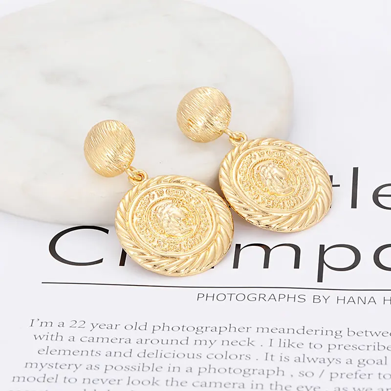 

ZHINI New women's fashion earrings Portrait Retro Punk style Women's earrings New alloy production high quality jewelry