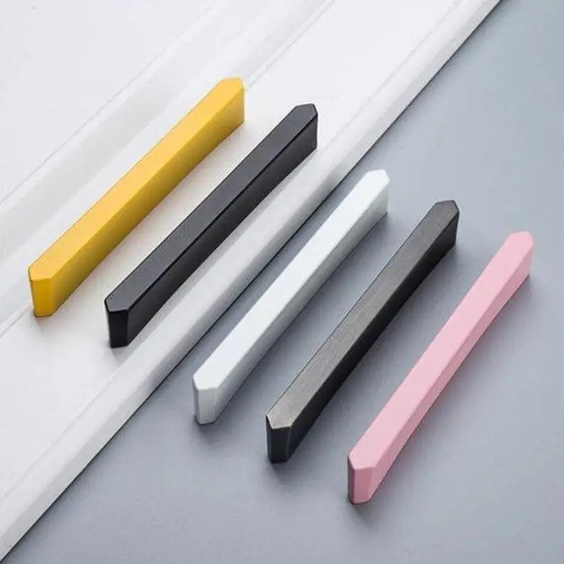 

2.5'' 5" Colorful Dresser Handles Drawer Pulls Cabinet Door Handles Knobs Yellow Pink Black White Gun Modern Cupboard Hardware