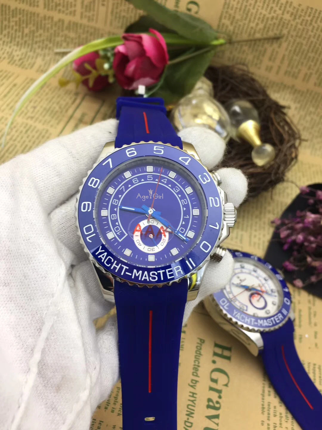

Luxury Brand New Men Automatic Mechanical Watches GMT Luminous Ceramic Blue Bezel Crystal Sapphire Black Blue Rubber AAA+ Watch