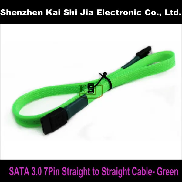 

18" Green Sleeved SATA 3.0 III SATA3 High Speed 6GB/s Straight to Straight HDD Hard Drive Data Cable