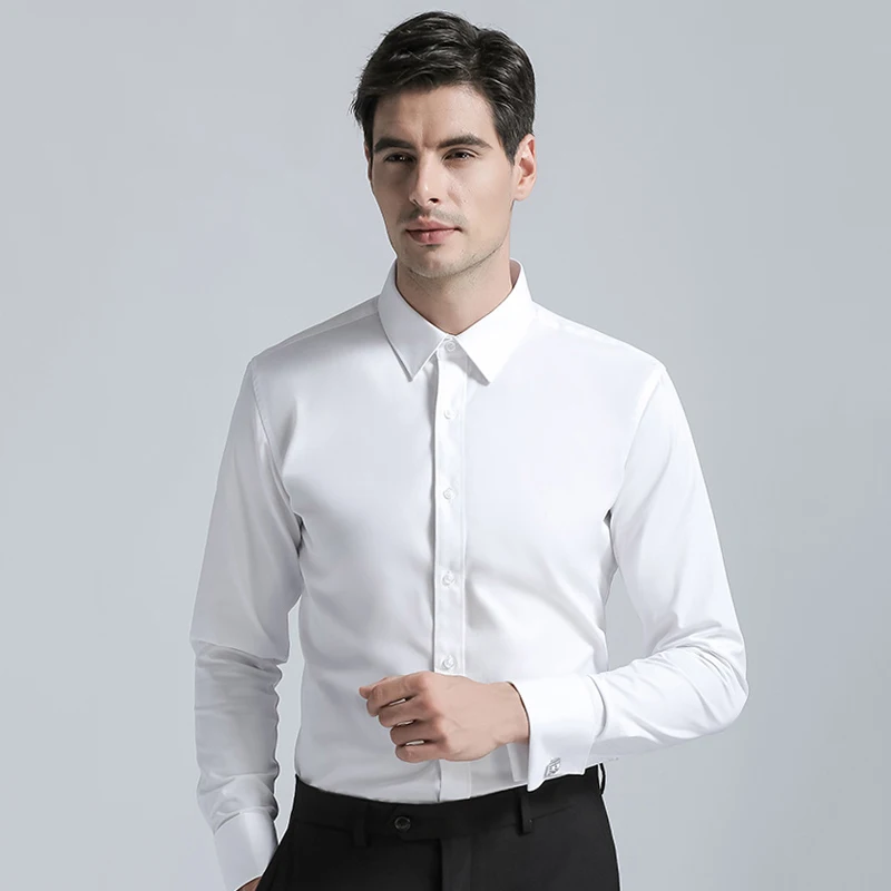 2019 High Quality Men's Cotton Dress Shirt Brands New Regular Fit