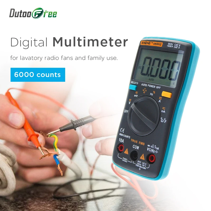 

Multimetro Digital Professional AN8002 Digital Multimeter 6000 counts Backlight AC/DC Ammeter Voltmeter Ohm Portable Meter