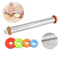 17 дюймов Регулируемый Вертлюги из нержавеющей стали булавки тесто ролик с 4 Съемный толщина кольца скалка для выпечки