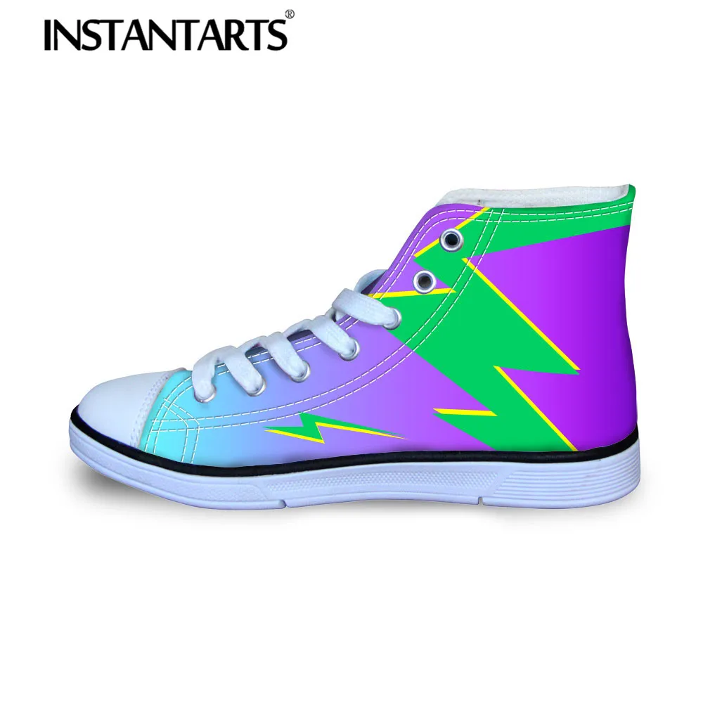 

INSTANTARTS Teenager Girl Boy Canvas Shoes Kids 's Vulcanize Shoes 3D Lightning Print Comfortable Lace Up Chilren Casual Sneaker