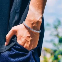 1 rangée Bling glacé hommes Zircon Tennis chaîne Bracelet femmes hommes CZ lien chaîne Hip Hop bijoux or argent noir couleur(China)