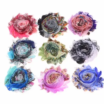 

100PCS 2.5" Hair flowers Shabby Chiffon Flowers for Headband Flowers for Little s Hair Accessories No Hair Bows