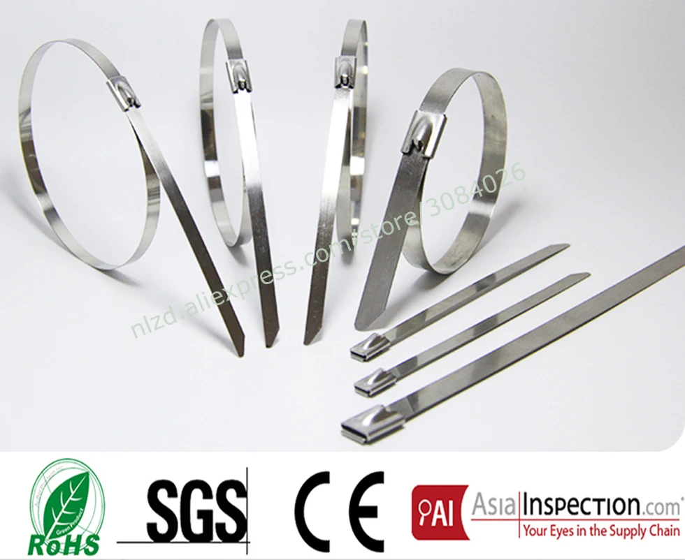 10 x Stainless Steel Metal Cable Ties Uncoated 4.6mm x 300mm Exhaust Heat Wrap