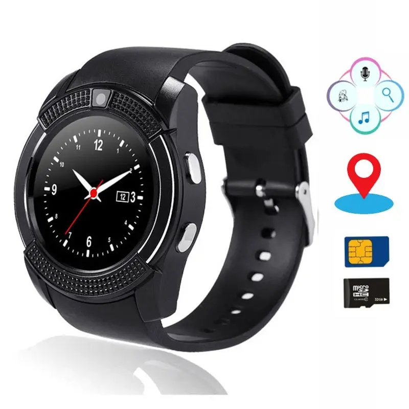 

HATOSTEPED Phone Watch Student Child Smart Watch Card Male And Female Young Touch Screen Bluetooth Watch Black Child Version
