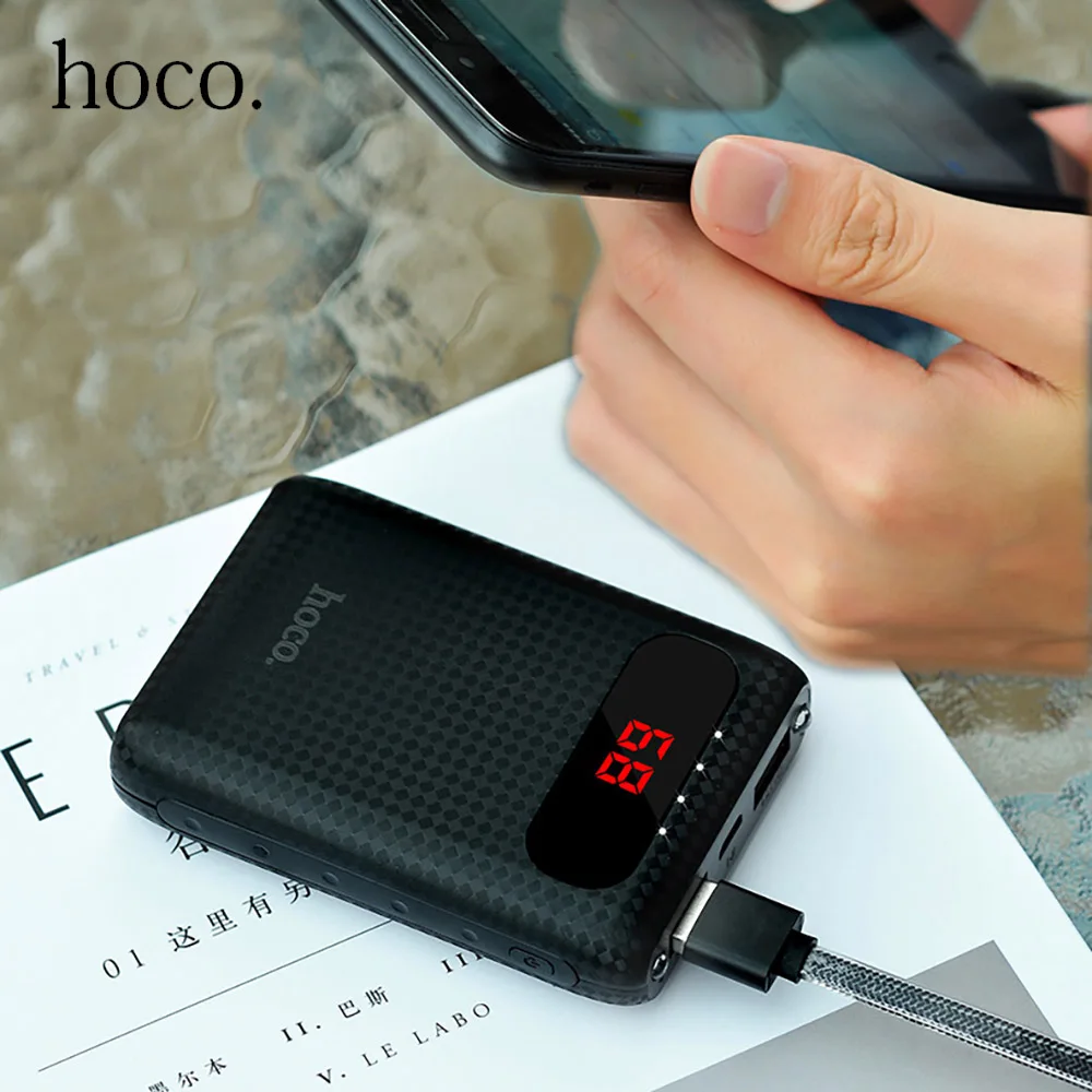 HOCO 10000mAh Power Bank Dual LED USB 18650 External Battery Universal Phone portable charger PowerBank 10000mAh for iPhone 6s 7