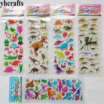 

100Sheets(2400PCS stickers) /LOT.Removable jurassic dinosaur pvc sponge stickers Classic toys Promotion toys Fridge stickers OEM
