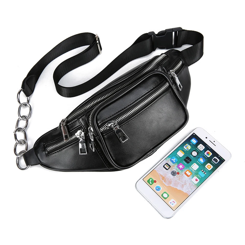 

Waist Bag Crossbody Casual Wear Resistant Daily Travel Sports Pouch Purse PU Leather Adjustable Straps Outdoor One Shoulder