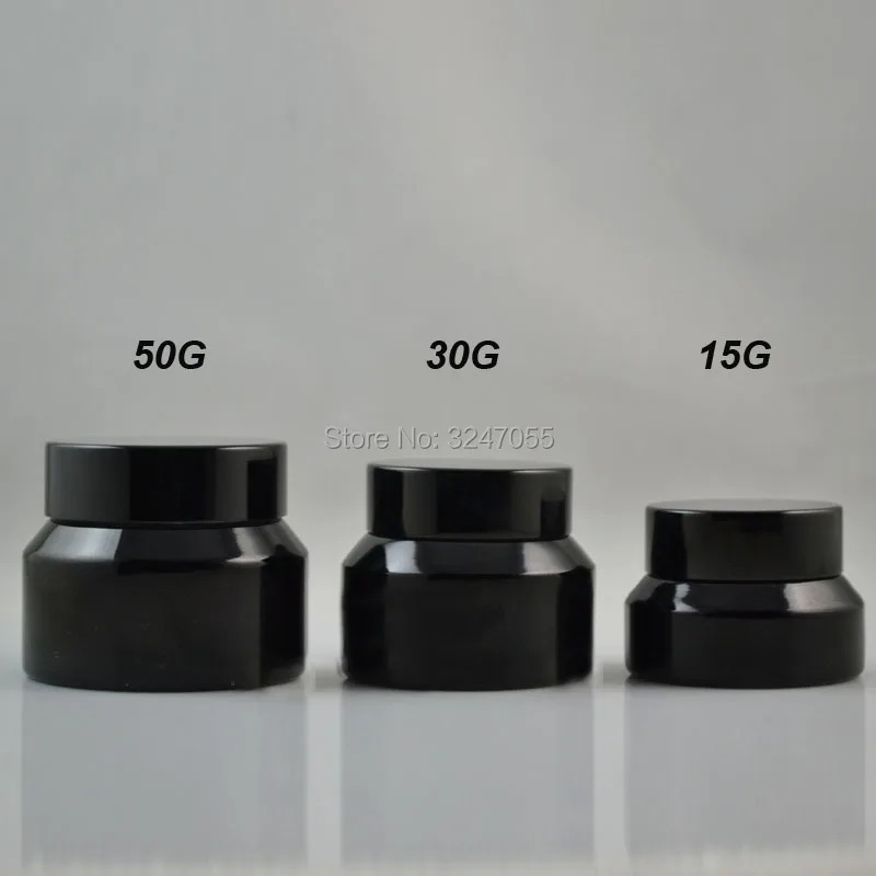 50G 30G 15G 15pcs/lot Glass Empty Black Cream Jar DIY Cosmetic Mask Refillale Container Professional Packing | Красота и здоровье