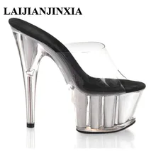 LAIJIANJINXIA/пикантные босоножки на прозрачной платформе и высоком каблуке 15 см вечерние Танцевальные Туфли Королевы женские туфли с открытым носком для танцев на шесте