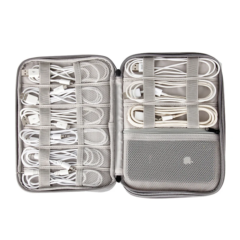 Double Layer Cable Organizer Bag Multifunction Travel Portable Bag Electronic Digital USB Cable Earphone Travel Kit Case Pouch