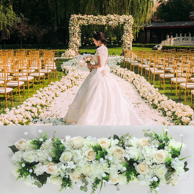 100 см искусственные цветы розы ряд роскошный свадебный фон стены Добро