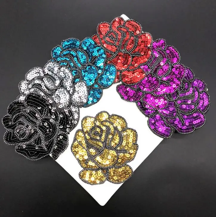 

1Pcs Sequins Flower Patch For T-shirt Clothing Beaded Fabric Applique Diy Decoration Sew On Patches Garment Accessories