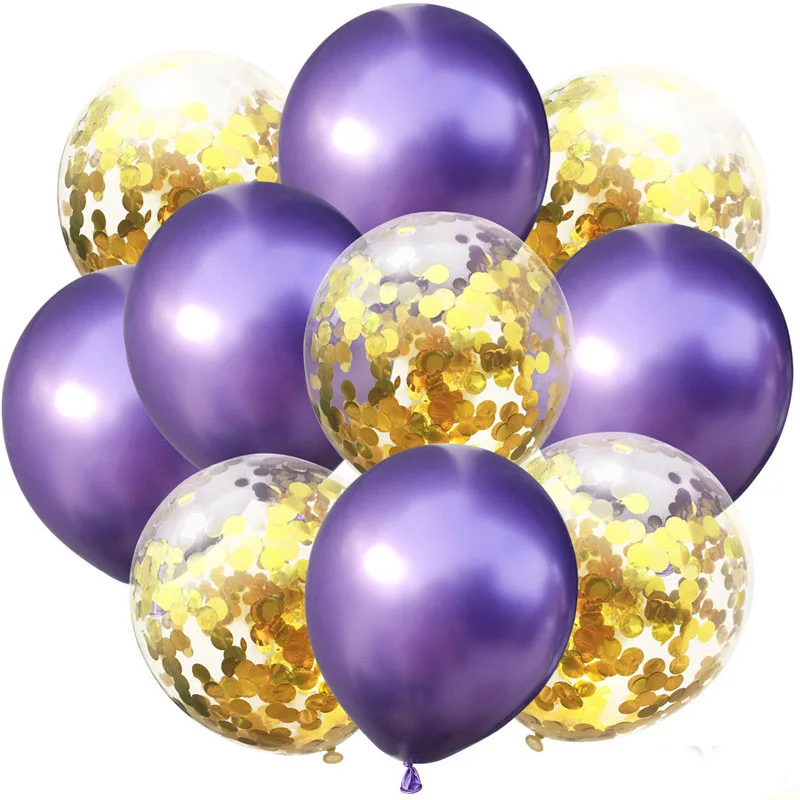 12 дюймов 10 шт. фиолетовый золотой воздушный шар "Конфетти" металлические воздушные шары День рождения украшения детский душ юбилейные принадлежности - Цвет: set9