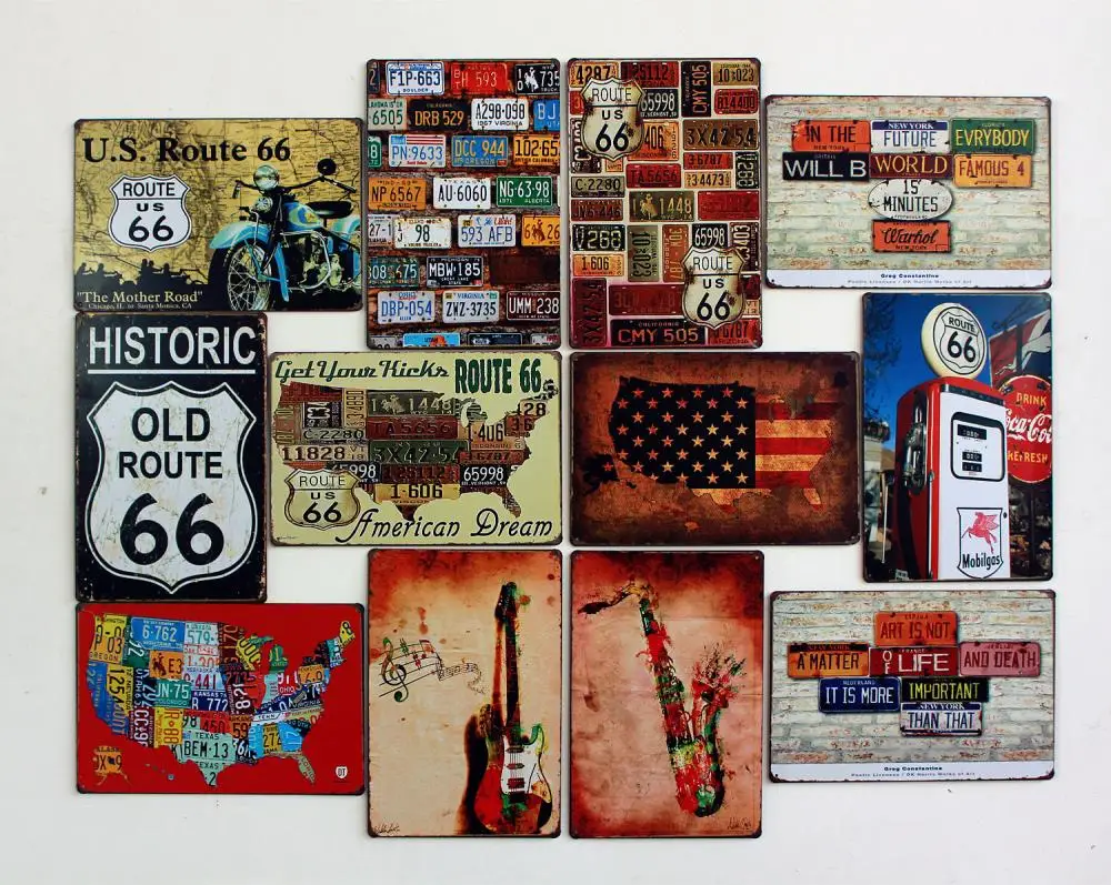 Historic Old Route 66 Vintage Home Decor Metal Tin Signs Wall Historic Old Route 66 Vintage Home Decor Metal Tin Signs Wall Sticker Iron Paintings 20 30 Cm On Aliexpress Alibaba Group