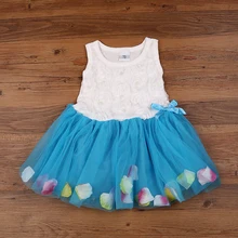 Новое летнее платье для малышей 1, 2, 3 лет с лепестками, хлопковые платья без рукавов с круглым вырезом для маленьких девочек