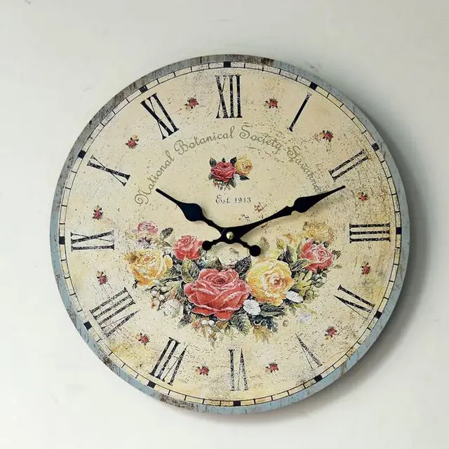 Home Deco Silent Rose Flower Floral Wall Clock Digital Watches