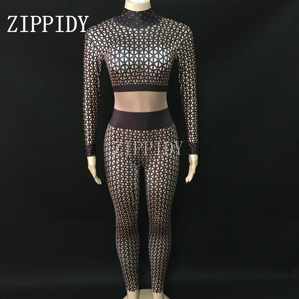 2 Color Rhinestones Plaid Jumpsuit Women's Birthday Party Bodysuit