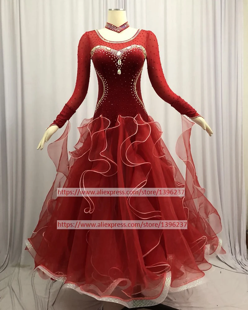 

Standard Ballroom Dance Dresses New Style Flamenco Tango Ballroom Waltz Dancing Custome Women's Ballroom Dance Skirt