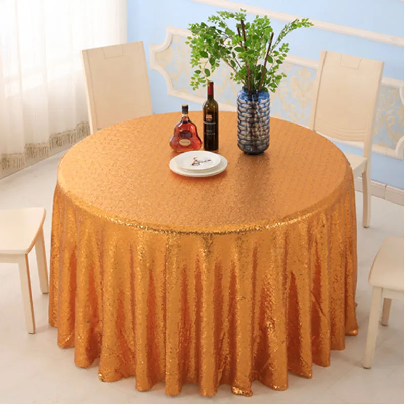 

Wedding Party Dinner Sequin Tablecloths Bling Bling White Gold and Silver Sequin Tablecloths for Round Table